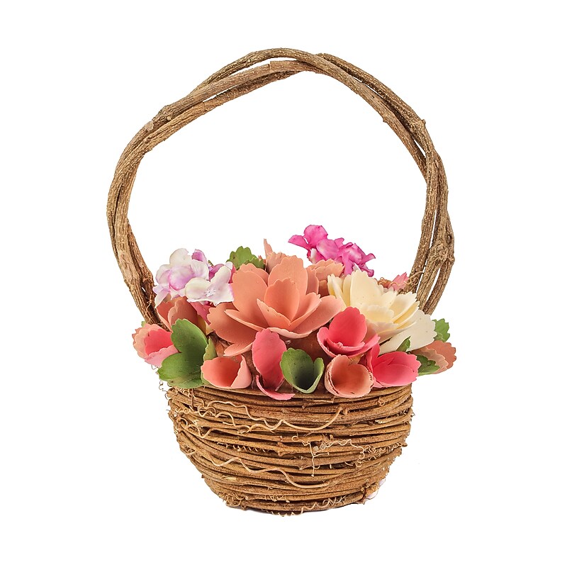 National Tree Company 10" Spring Pink Floral Basket (EG79-19B0110-1) image 1