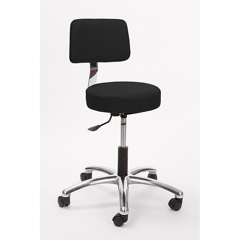 Brandt Industries Armless Vinyl Medical Stool with Backrest, Black (17422 Black) image 1