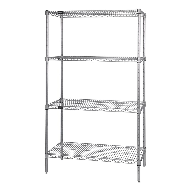 Quantum Storage Systems 4-Shelf Adjustable Open Wire Shelving Starter Units, 74" x 48" x 18", Silver (WR74-1848C) image 1
