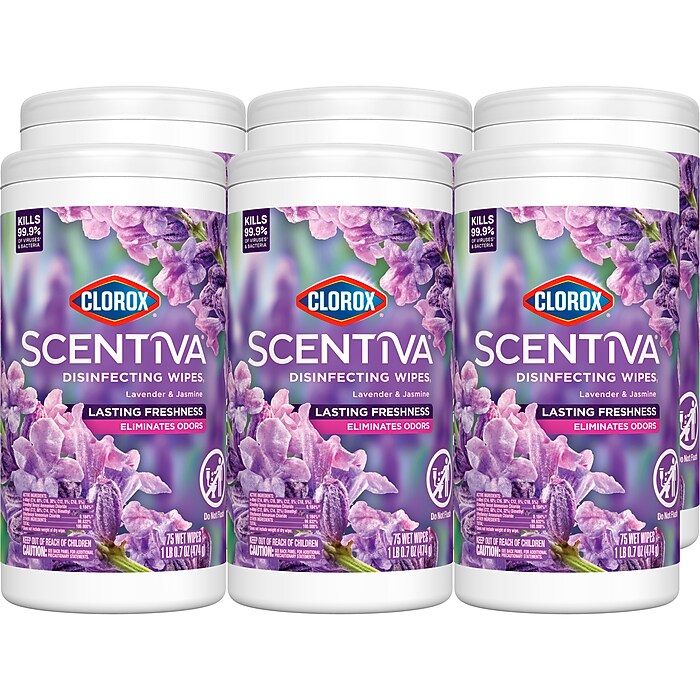 Clorox Scentiva Disinfecting Wipes, Lavender and Jasmine Scent, 75