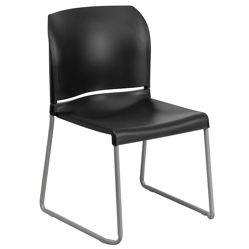 Flash Furniture HERCULES Series Plastic Contoured Stacking Chair, Black, 5/Pack (5RUT238ABK) image 1