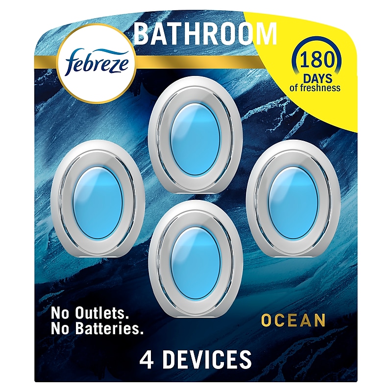 Febreze Bathroom Origins Air Freshener, Ocean Scent, 0.25 oz., 4/Pack (07695) image 1