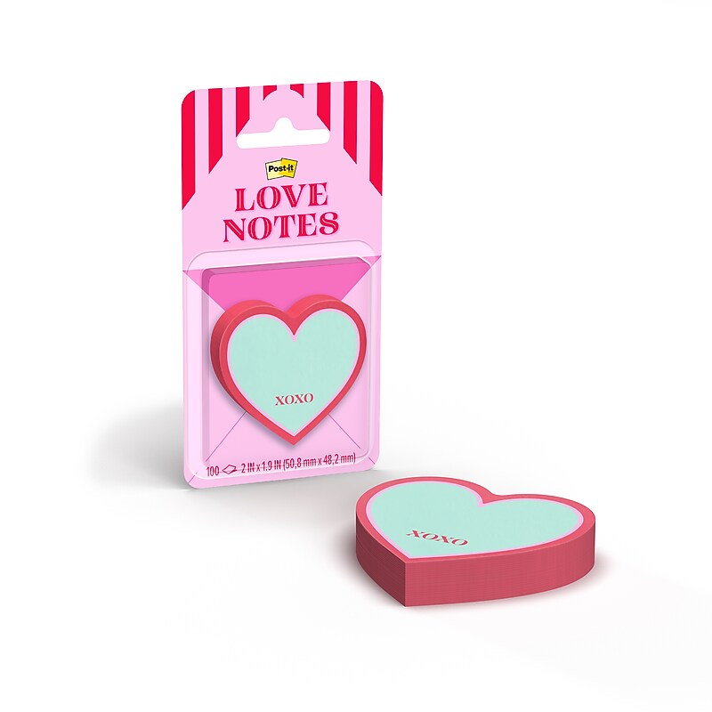 Post-it XOXO Notes, 2" x 2" Heart, Love Notes Collection, 100 Sheet/Pad (SVAL26-HN-8) image 1