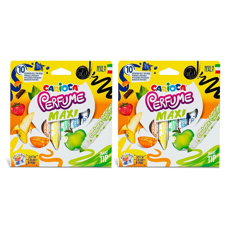 CARIOCA Perfume Maxi Washable Kids Markers, Maxi Tip, Assorted Colors, 10/Pack, 2/Bundle (CRA42989-2) image 1