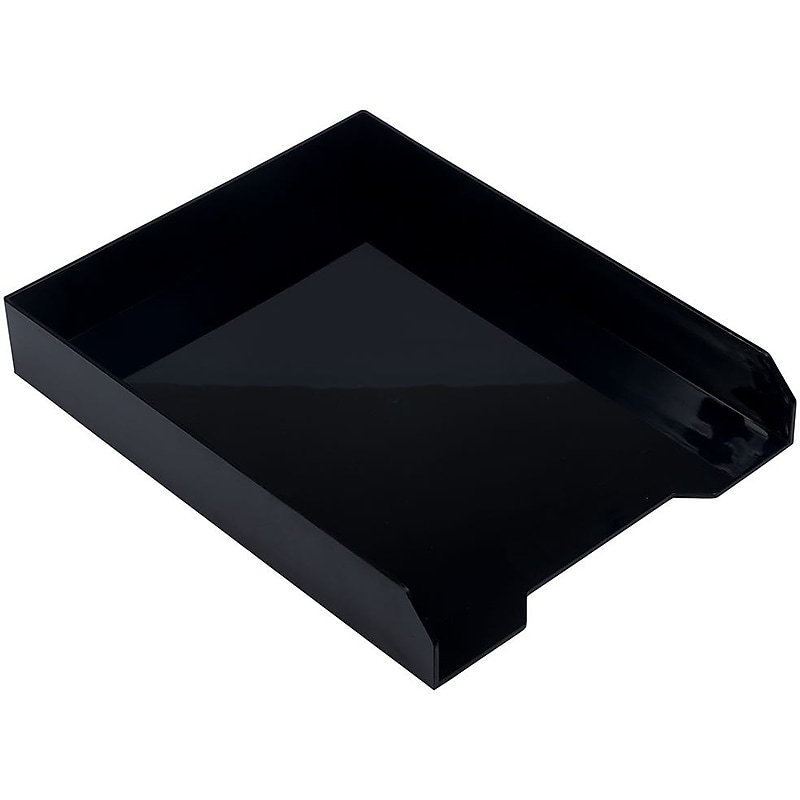 JAM PAPER Stackable Paper Trays, Black, Desktop Document, Letter, & File Organizer Tray, 2/Pack (344blas) image 1