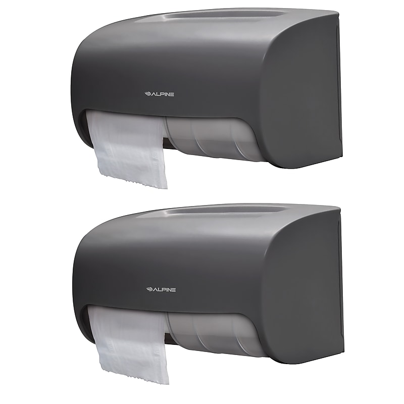 Alpine Industries Side-by-Side Double Roll Toilet Tissue Dispenser, Gray, 2/Pack (452-GRY-2PK) image 1