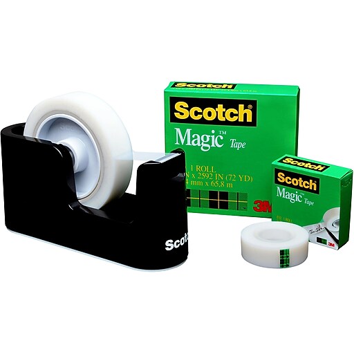 Scotch Heavy Duty Weighted Desktop Tape Dispenser, 1/3 Core, Plastic,  Black (C24)