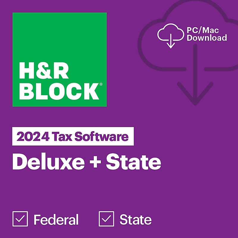 H&R Block Tax Software Deluxe + State 2024, for 1 User, Win/Mac, Download (1316800-24) image 1