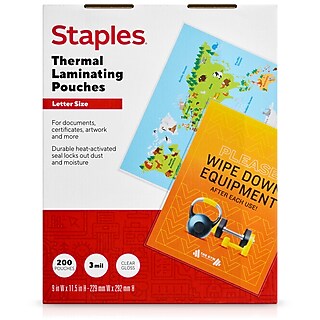 Staples Thermal Laminating Pouches, Letter Size, 5 Mil, 200/Pack