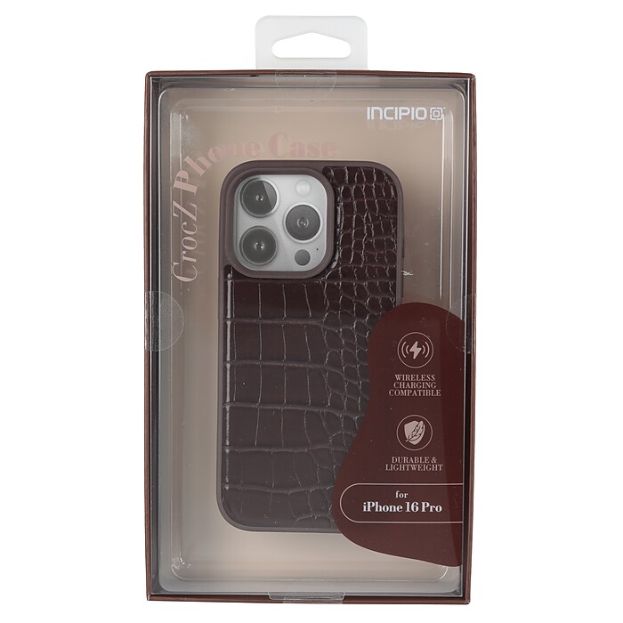 Incipio CrocZ Phone Case for iPhone 16 Pro, Brown (V900IP16P-CRBRN