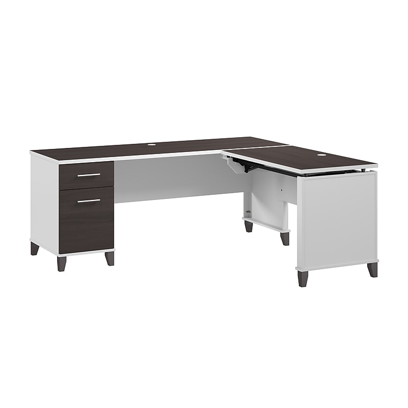 Bush Home Somerset 72W 3 Position Sit to Stand L Shaped Desk, Storm Gray/White (SET014SGWH) image 1
