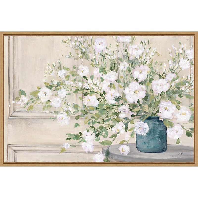 Amanti Art White Bouquet by Julia Purinton Framed Canvas Wall Art Print, 33" x 23" (A42675526803) image 1