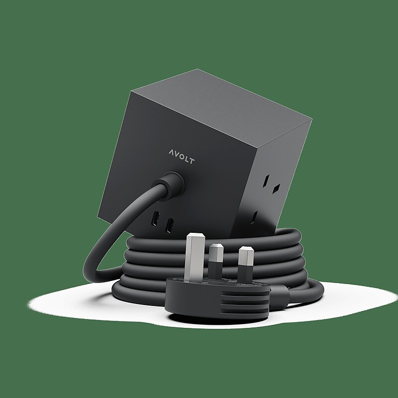 AVOLT 3-Outlet Power Extender with USB-C, Black (SQ1-NABC30-18SB) image 1