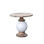 Storied Home Mango Wood and Metal Round Pedestal Table, White/Brown (DF0032)~#|#~558D9B7C-BD27-4202-B10BCE9131C010D0_sc7