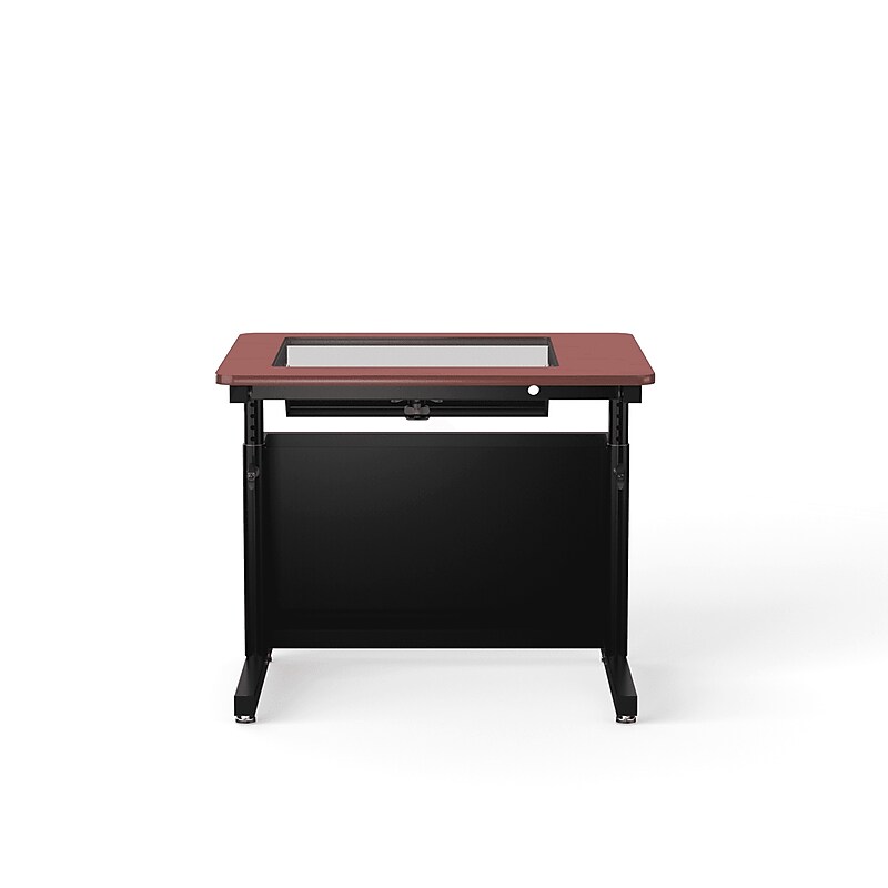 VersaDesk Downview 36"W Manual Adjustable Standing Computer Table, Cherry/Black (DVT3630-BC) image 1