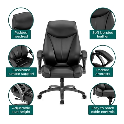 Workplace2.0 Ramsey Ergonomic Bonded Leather Swivel Manager Chair, Black (ST62216) Sansujyuku sansujyuku.com