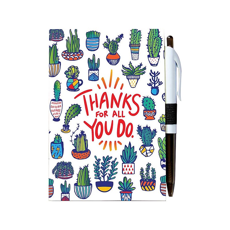 Baudville Colorific Value Thanks for All You Do Journal with Pen, 4" x 6", Ruled, Multicolor, 5/Pack (70888P5) image 1