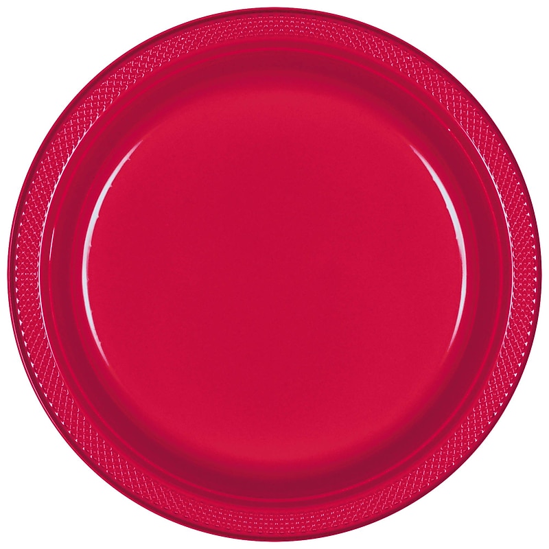 Party City 7" Plastic Plates, Red, 20 Plates/Pack (AM431755-40-ST) image 1