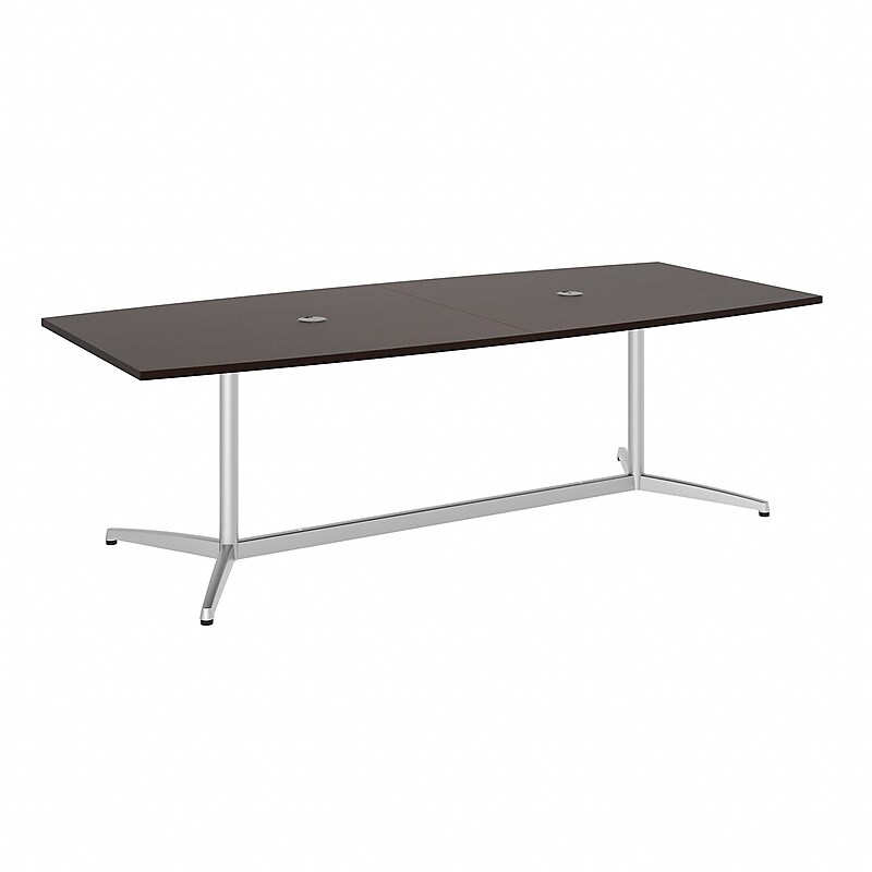 Bush Business Furniture 96W x 42D Boat Shaped Conference Table with Metal Base, Mocha Cherry/Silver (99TBM96MRSVK) image 1
