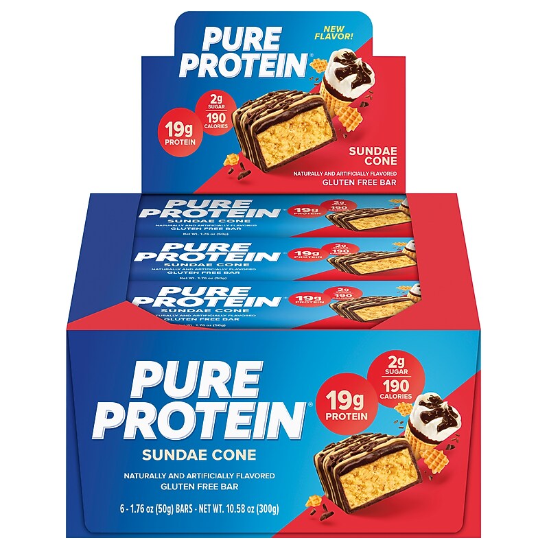Pure Protein Gluten Free Sundae Cone Protein Bar, 6 Bars/Box (100200458) image 1