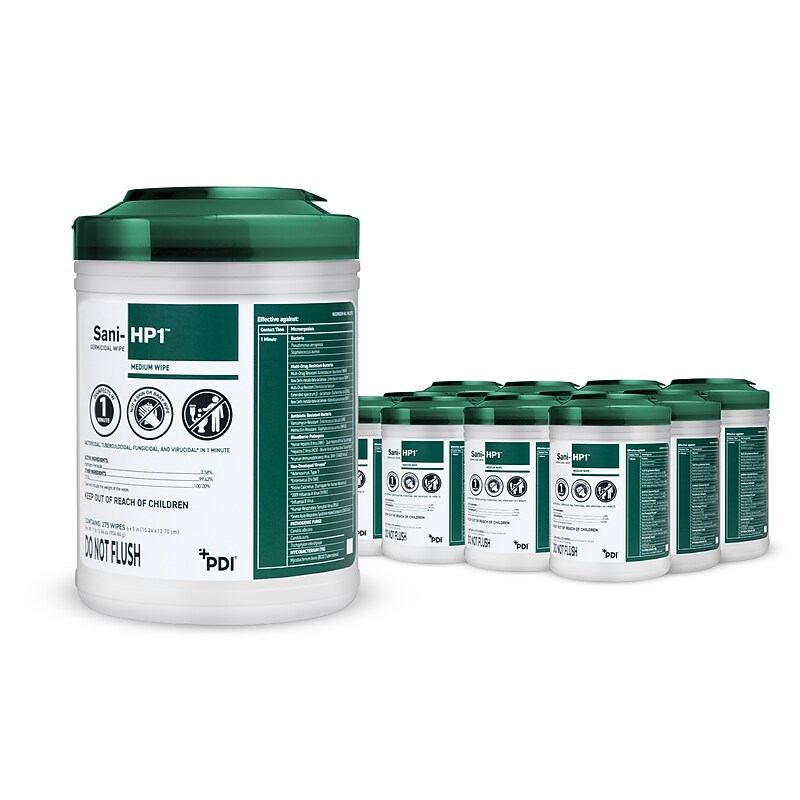 PDI Sani-HP1 Disinfecting Wipes, 275 Wipes/Canister, 12/Carton (P62572) image 1