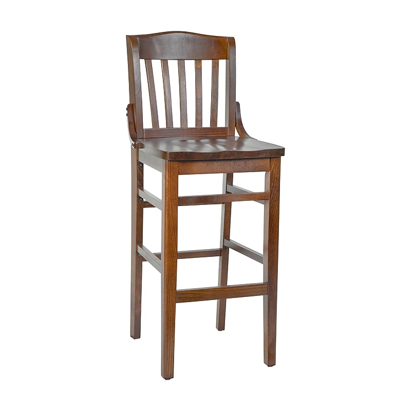 Flash Furniture HERCULES Series Traditional Wood School House Back Restaurant Barstool, Walnut Wood (XUDGW0006BARWAL) image 1