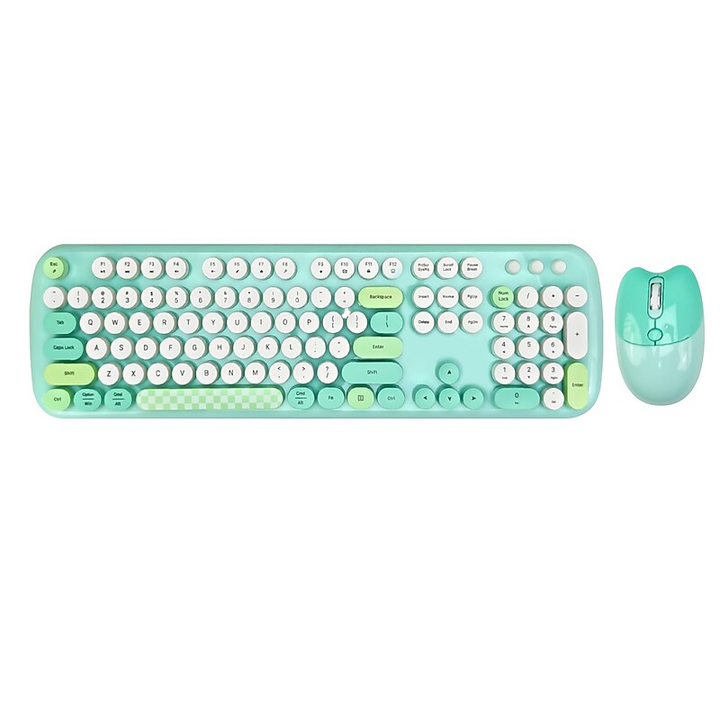 SaharaCase Wireless Ergonomic Keyboard and Laser Mouse Combo, Green (KB9) image 1