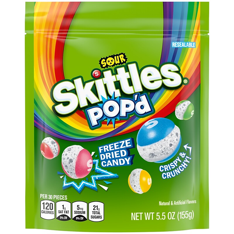 SKITTLES POP'd Sour Freeze Dried Candy, Assorted Flavors, 5.5 oz. (471767) image 1