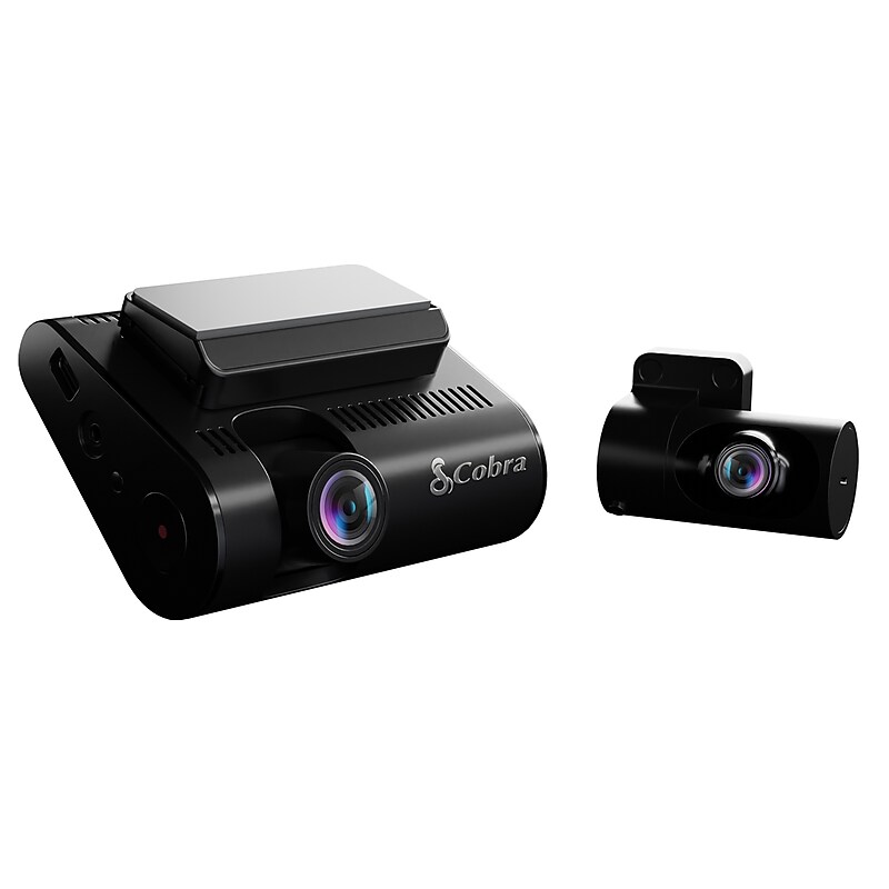 Cobra SC 250R Front 4K Smart Dash Cam with 1080p Rear Accessory Cam, GPS, Wi-Fi & microSD Card, Black (SC250R) image 1