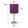 Creekwood Home Oslo 19.5" LED Table Lamp with USB Port, Brushed Steel/Purple Shade (CWT-2012-PR)~#|#~55C90280-D971-4605-91A0A78F1430C2B6_sc7