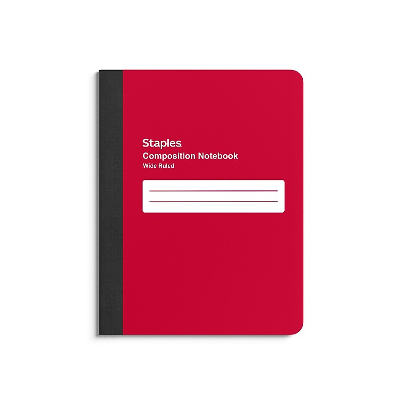 Staples Poly Composition Notebook, 7.5" x 9.75", Wide Ruled, 80 Sheets, Red (ST55088) image 1