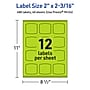 Avery Laser/Inkjet Multipurpose Square Labels, 2" x 2-3/16", Bright Green, 480/Pack (94124)~#|#~55D0F7B8-F7B4-46AD-8E400E7B5AB36A45_sc7
