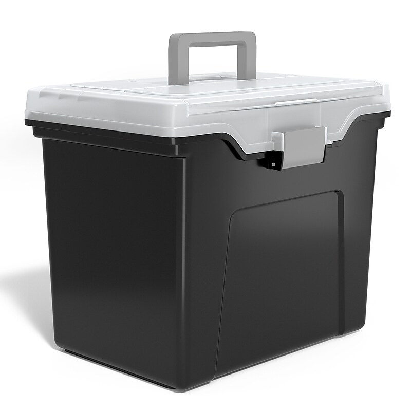 Staples File Box File Portable Tote, Letter Size, Black (140163/110997) image 1