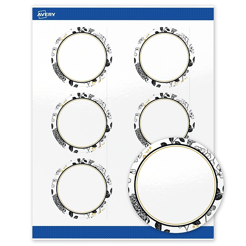 Avery Round Laser/Inkjet Multipurpose Labels, 3", White, 60/Pack (19479371020) image 1