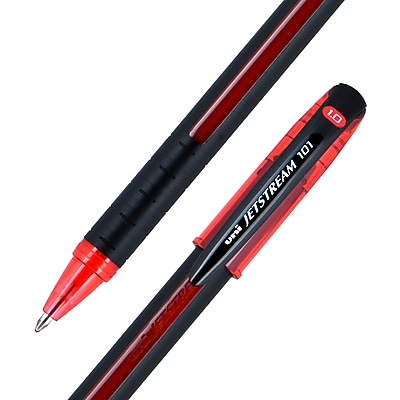 Uni-Ball Jetstream 101 Gel-Tintenroller | 3er Pack In Rot | Mittlere Spitze 1 Mm Für Flüssiges, Schnell Trocknendes Schreiben