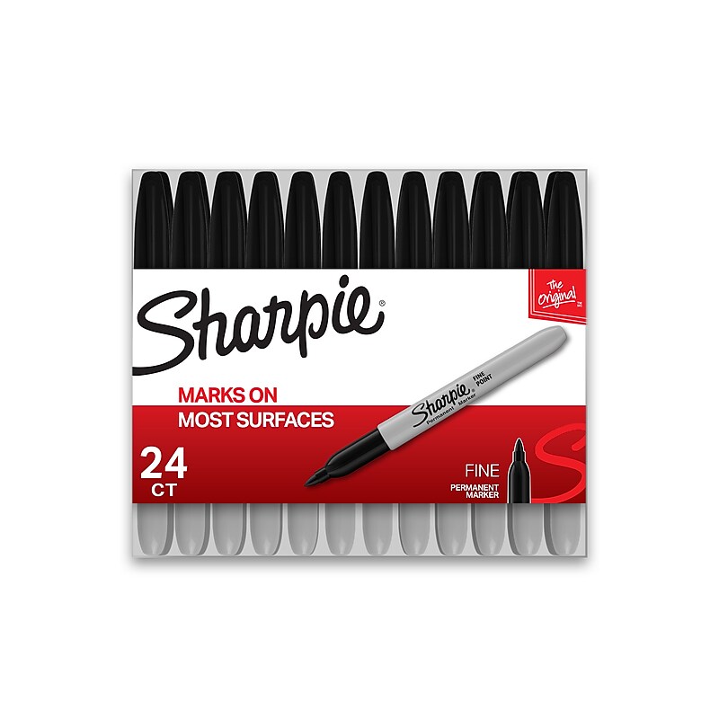 Sharpie Permanent Markers, Fine Tip, Black, 24/Pack (2042918) image 1