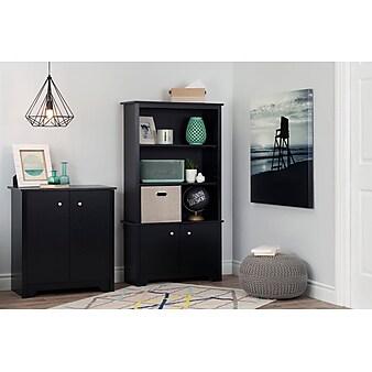 South Shore Vito Small 2-Door Storage Cabinet, Pure Black (10329)