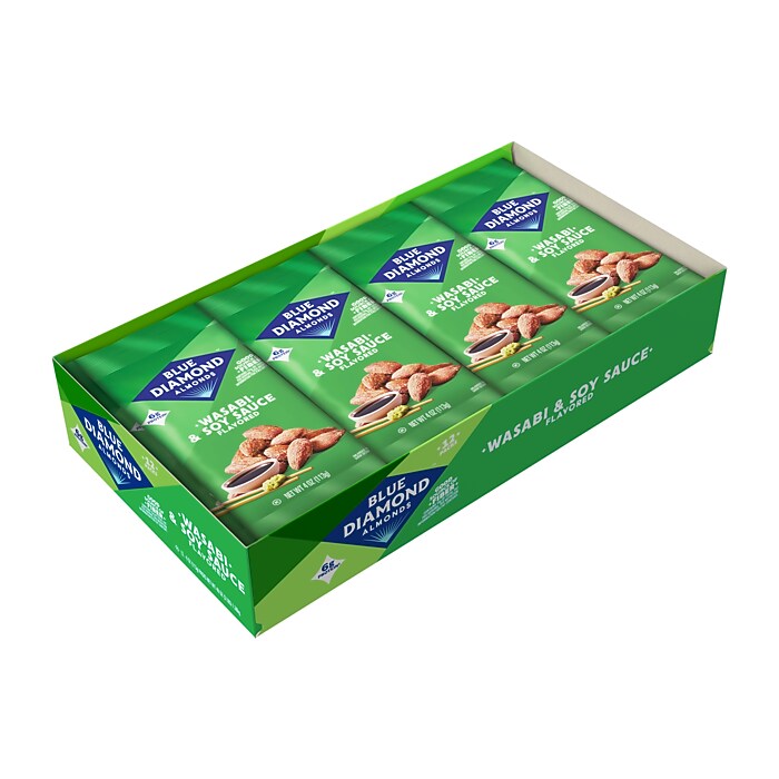 Blue Diamond Wasabi & Soy Sauce Almonds, 4 oz., 12 Bags/Pack