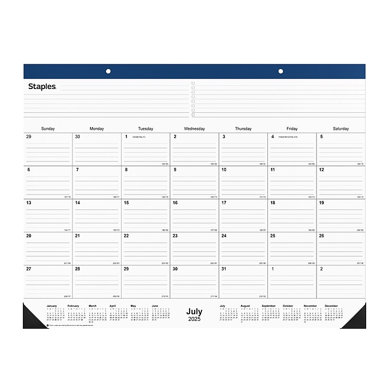 2025-2026 Staples 22" x 17" Academic Monthly Desk Pad Calendar, Navy (ST59497-25) image 1