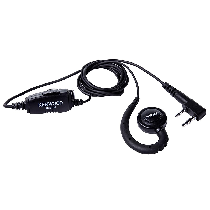 KENWOOD C-Ring Earbud Headset with In-Line Push-To-Talk Microphone, Black (KHS-31C) image 1