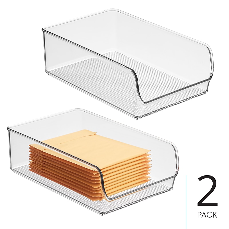 iDESIGN Small Stackable Plastic Storage Bin, Clear, 2/Pack (57030M2) image 1