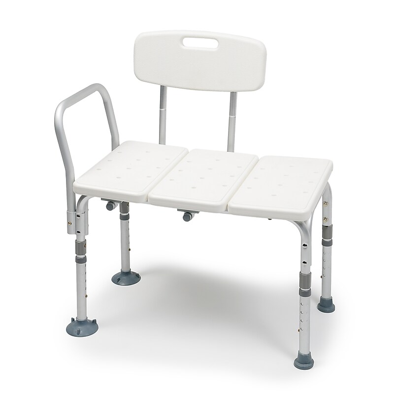 Lumex Bath Bench, Fixed Arms, Removable Backrest, Aluminum Frame, 350Lb. Capacity, White, 2/Carton (7927KD-1) image 1