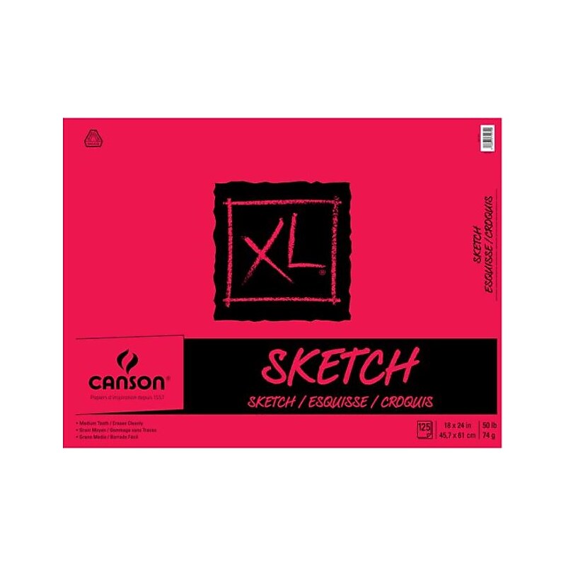Canson 18" x 24" Tape Bound Sketch Pad, 125 Sheets/Pad (27694) image 1
