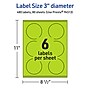 Avery Laser/Inkjet Multipurpose Circle Labels, 3" Dia., Bright Green, 480/Box (94513)~#|#~560CD862-75AD-4E34-80C4196FC175AD5A_sc7