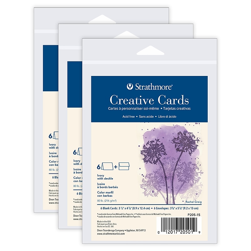 Strathmore Creative Cards & Envelopes, 4.875" x 3.5", Ivory, 6/Sheets, 3/Bundle (STTP20515-3) image 1