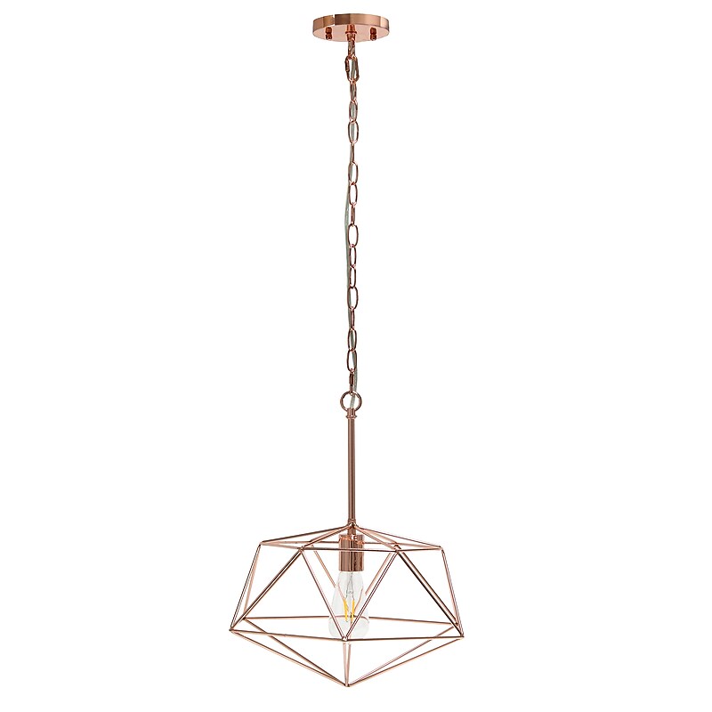 Lalia Home 1 Light 16" Metal Wire Paragon Hanging Ceiling LED Pendant Fixture, Rose Gold (LHP-3003-RG) image 1