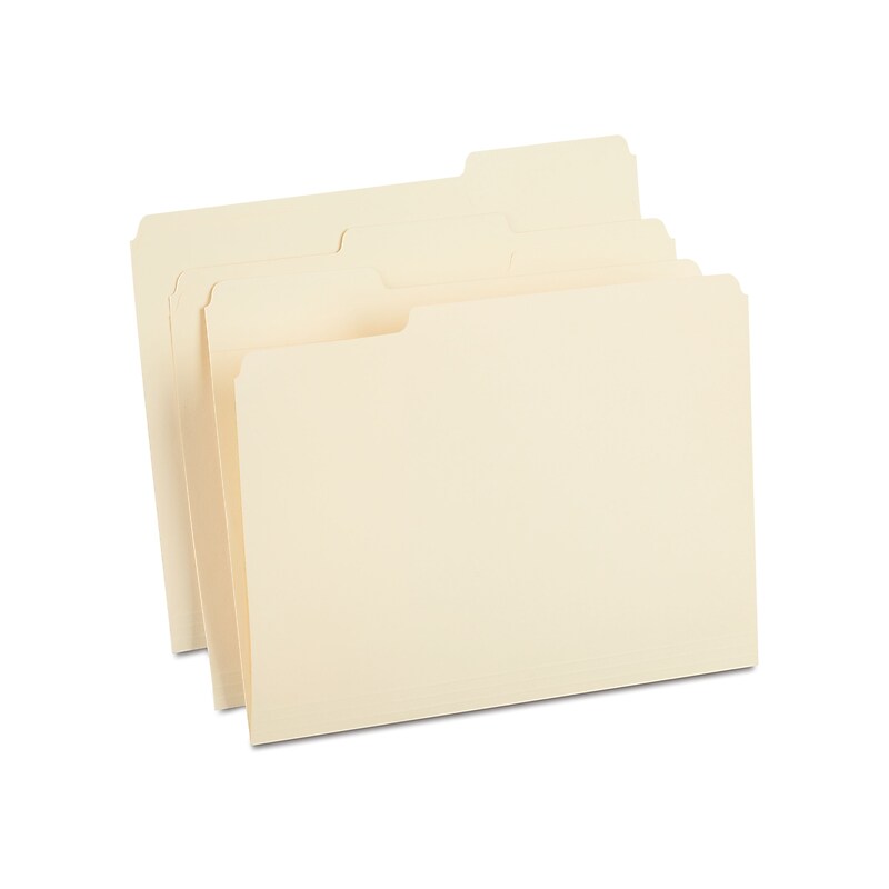 Staples 100% Recycled Heavyweight Reinforced File Folders, 1/3-Cut Tab, Letter Size, Manila, 50/Box (ST452830/452830) image 1