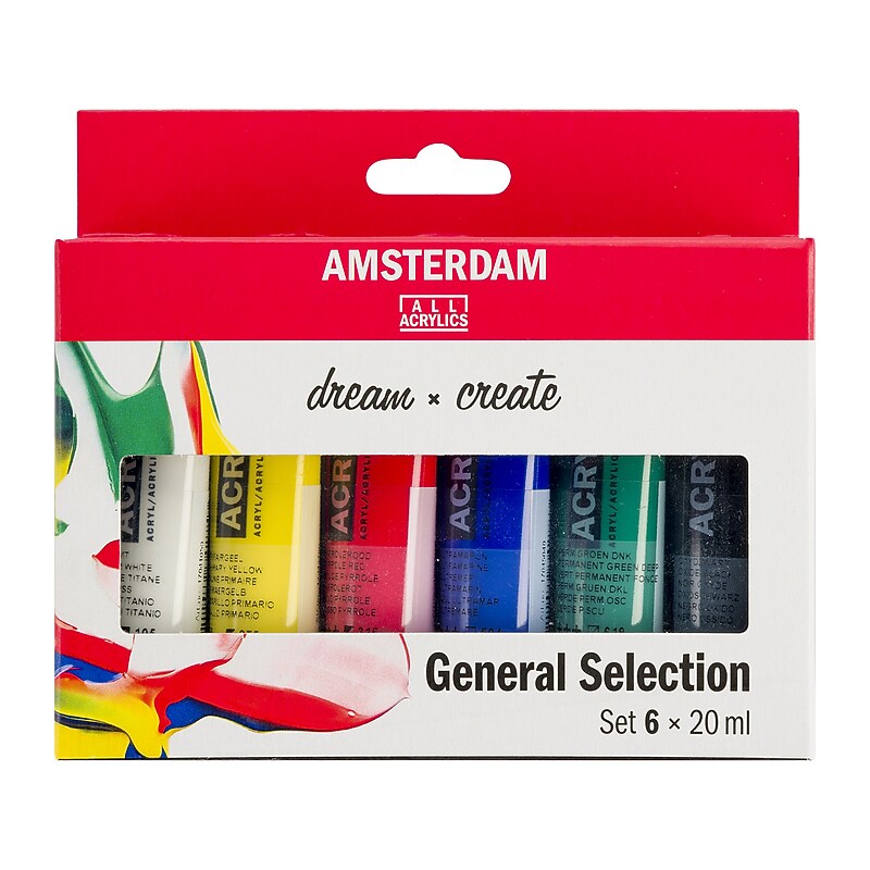 Amsterdam Acrylic Paint, Assorted Colors, 20mL, 6/Set (AMS17820406) image 1