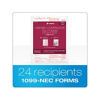 Adams 2022 1099-NEC Tax Form, White, 24/Pack (STAX524NEC-22)