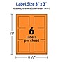 Avery Laser/Inkjet Multipurpose Square Labels, 3" x 3", Bright Orange, 60/Pack (94101)~#|#~5618A01C-7BC9-46AF-A00EE480255DF41B_sc7